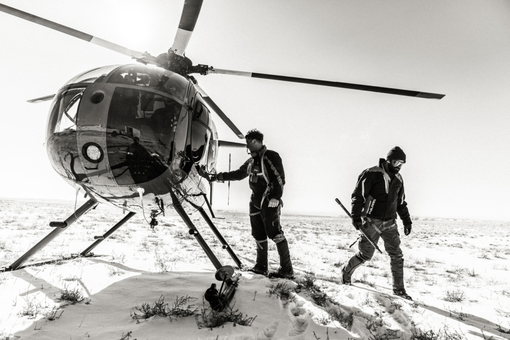 Gearing the helicopter for Antelope capture in Utah